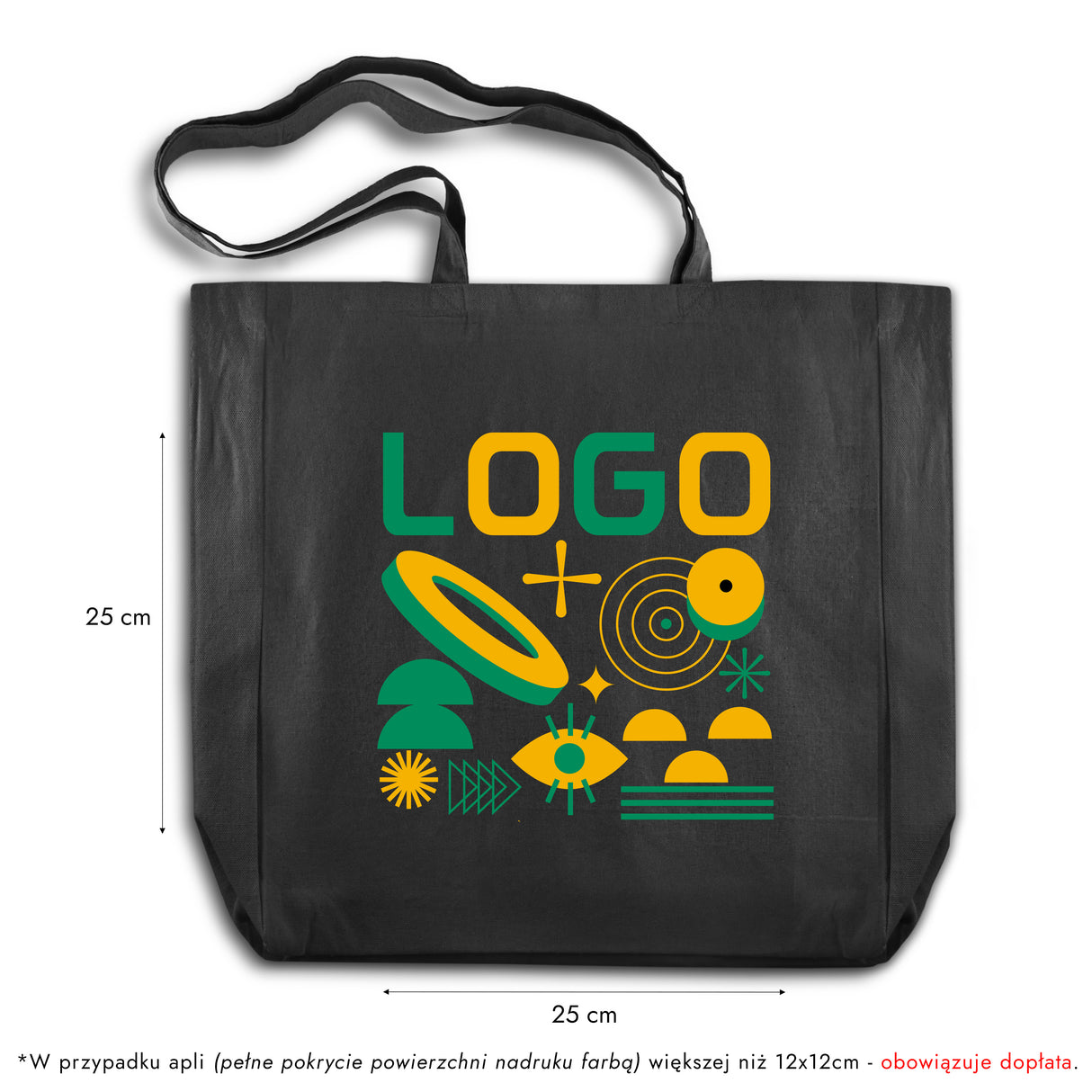 Torba bawełniana z własnym nadrukiem 380x80x80x420mm czarna 145g/m2