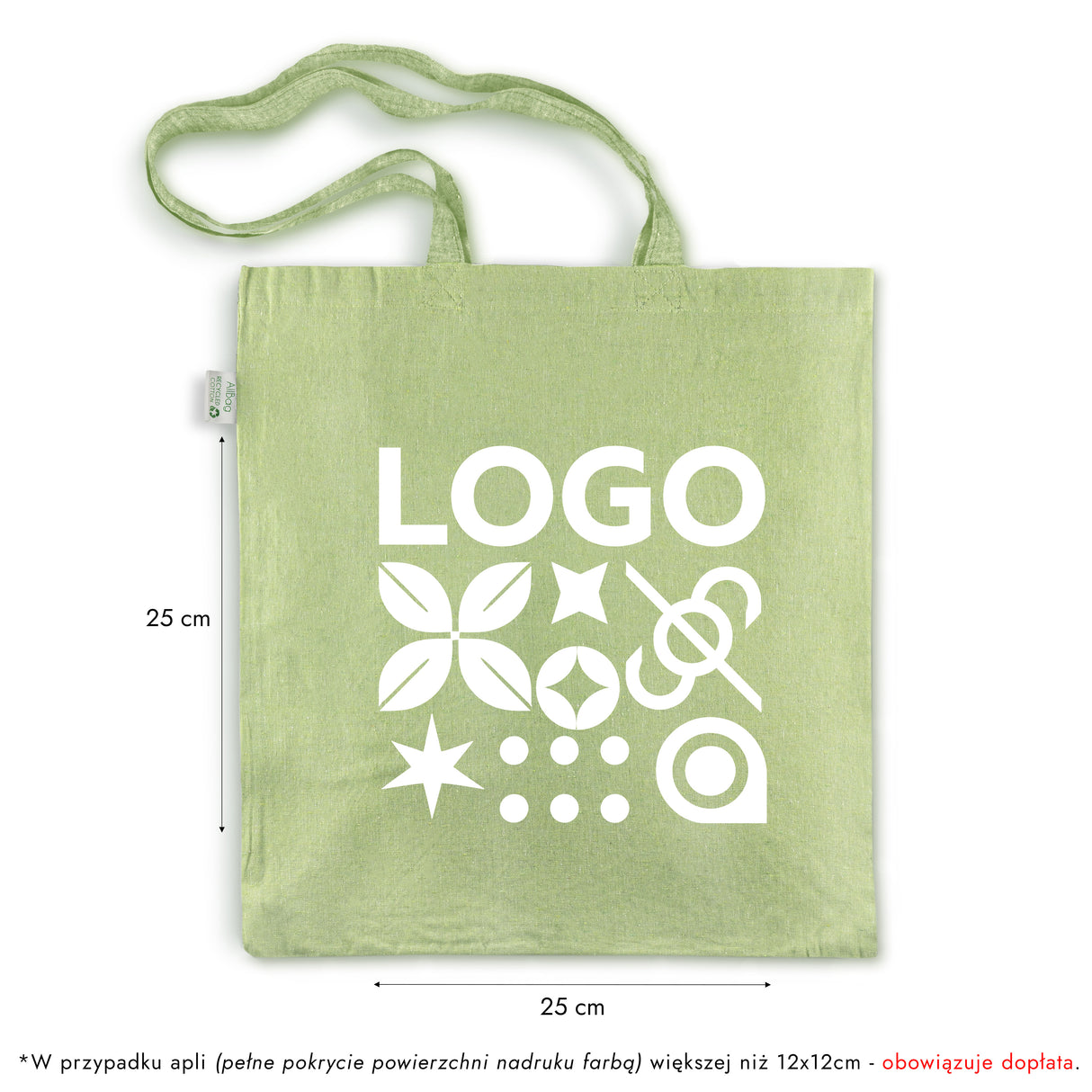 Torba bawełniana z nadrukiem 380x420mm 145g/m2 Zielony Melanż