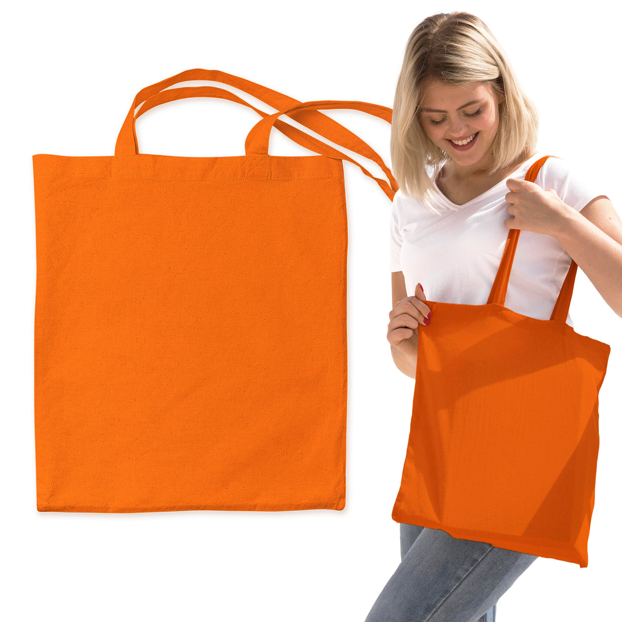 Torba bawełniana 380x420mm Pomarańczowa Uchwyt: 70 cm