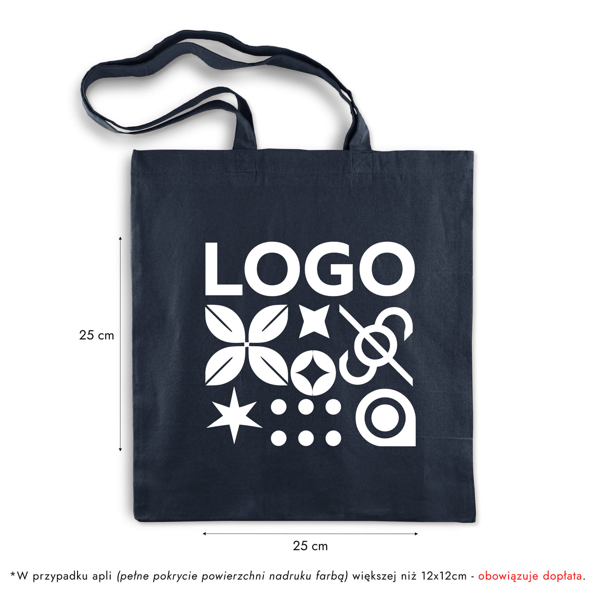 Torba bawełniana z własnym nadrukiem 380x420mm 145g/m2 Granatowa