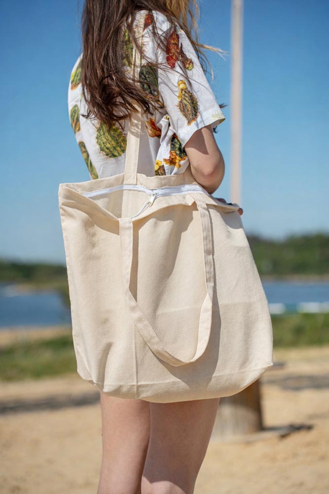 Torba Bawełniana 500x150x370mm Ecru Uchwyt: 70 cm