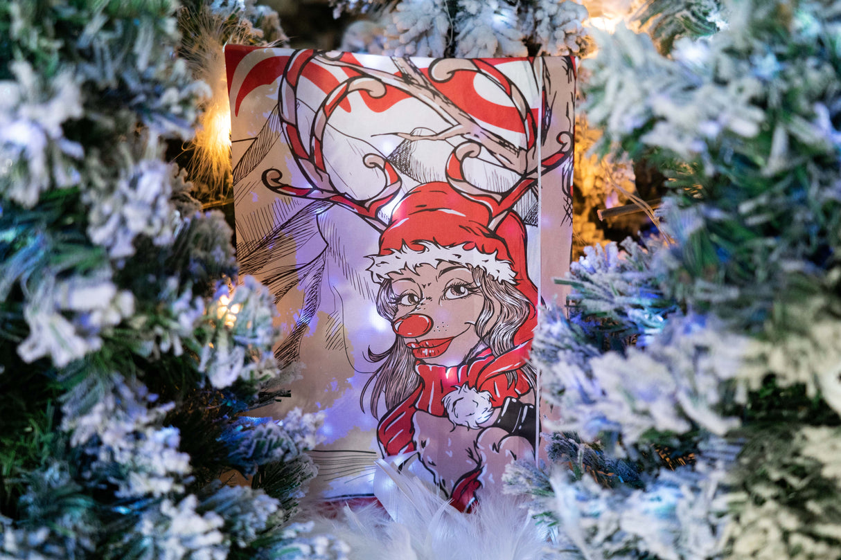 Torby papierowa świąteczne 180x80x360mm Para Reniferów 10szt.