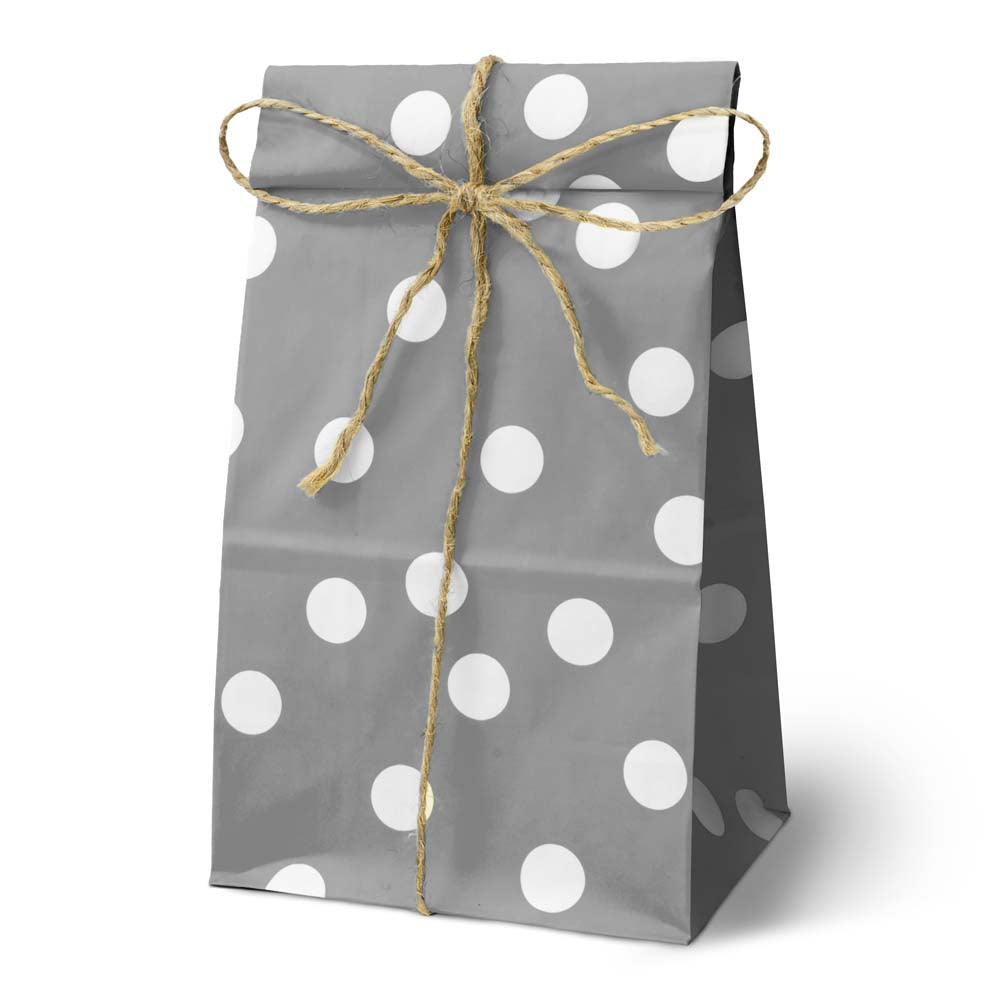 Torba papierowa klockowa 100x70x280 mm w groszki Szara 10 szt.
