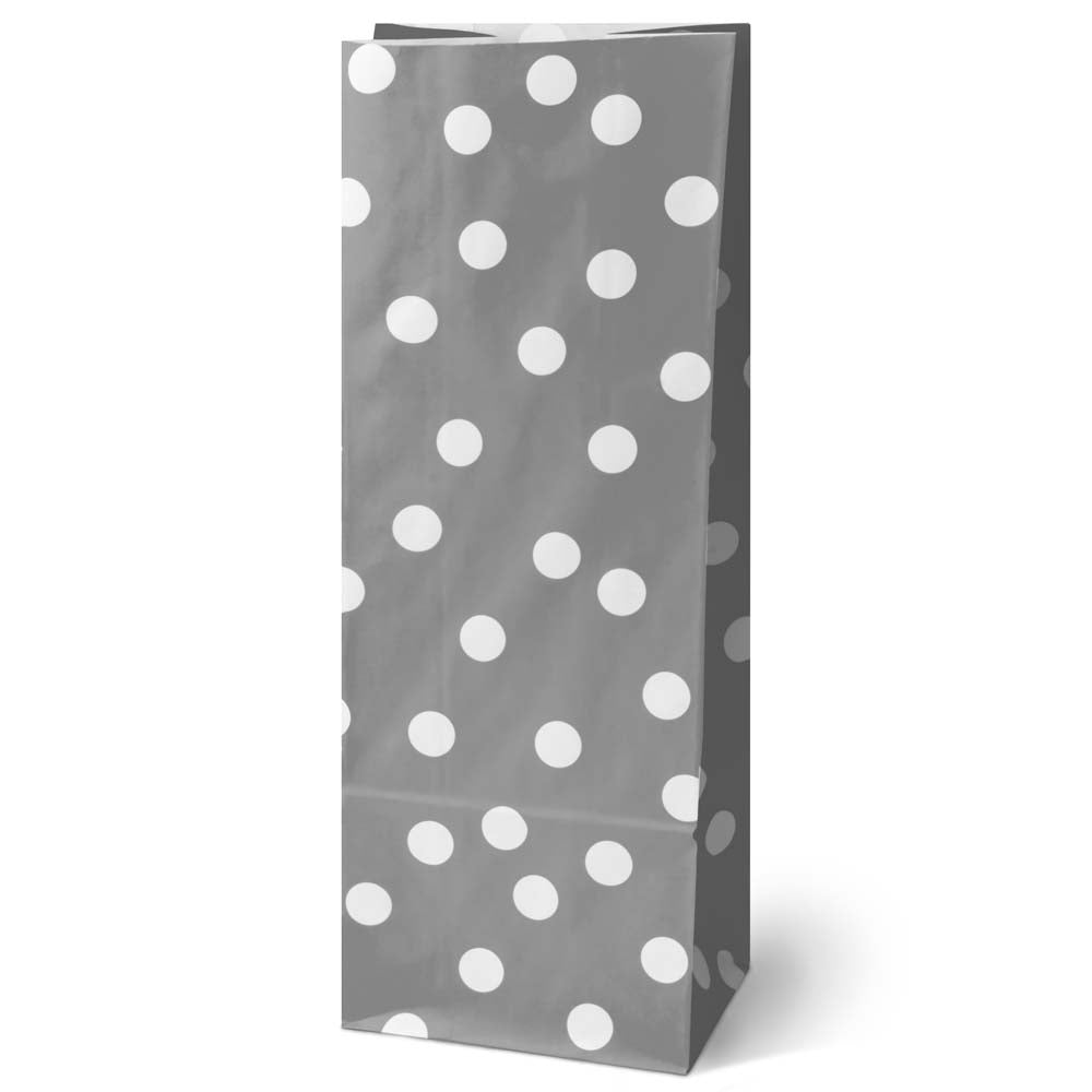Torba papierowa klockowa 100x70x280 mm w groszki Szara 10 szt.