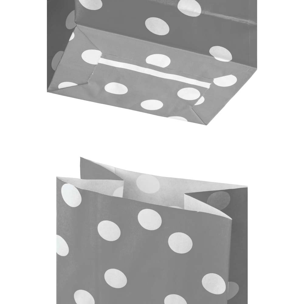 Torba papierowa klockowa 100x70x280 mm w groszki Szara 10 szt.