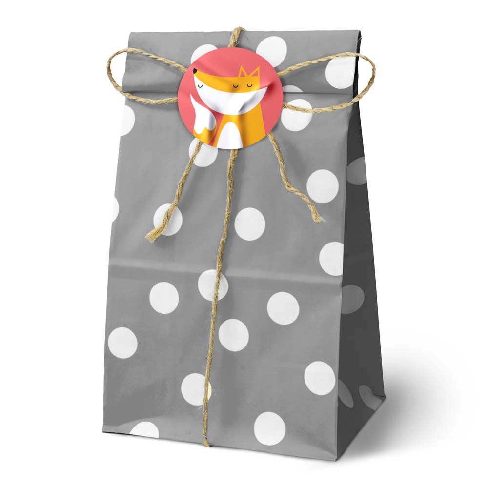 Torba papierowa klockowa 100x70x280 mm w groszki Szara 10 szt.