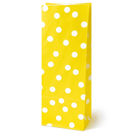 Torebki papierowe 10x7x28 cm w groszki - żółty -10 sztuk