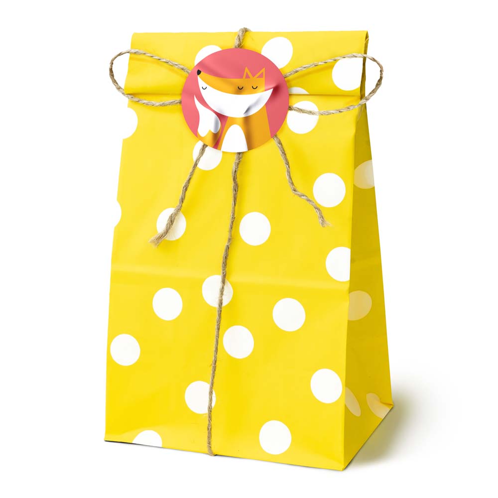 Torba papierowa klockowa 100x70x280 mm w groszki Żółta 10 szt.