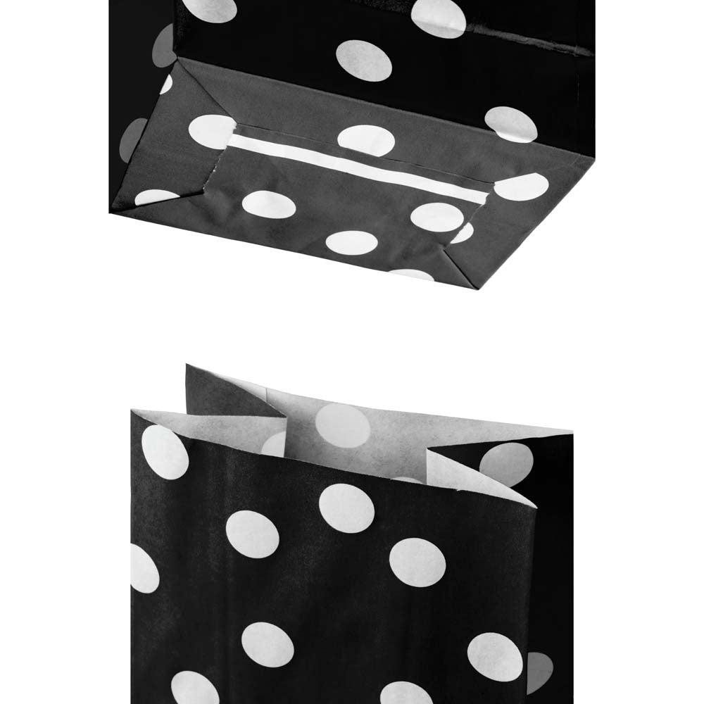 Torby papierowe 10x7x28 cm w groszki - czarne - 10 sztuk