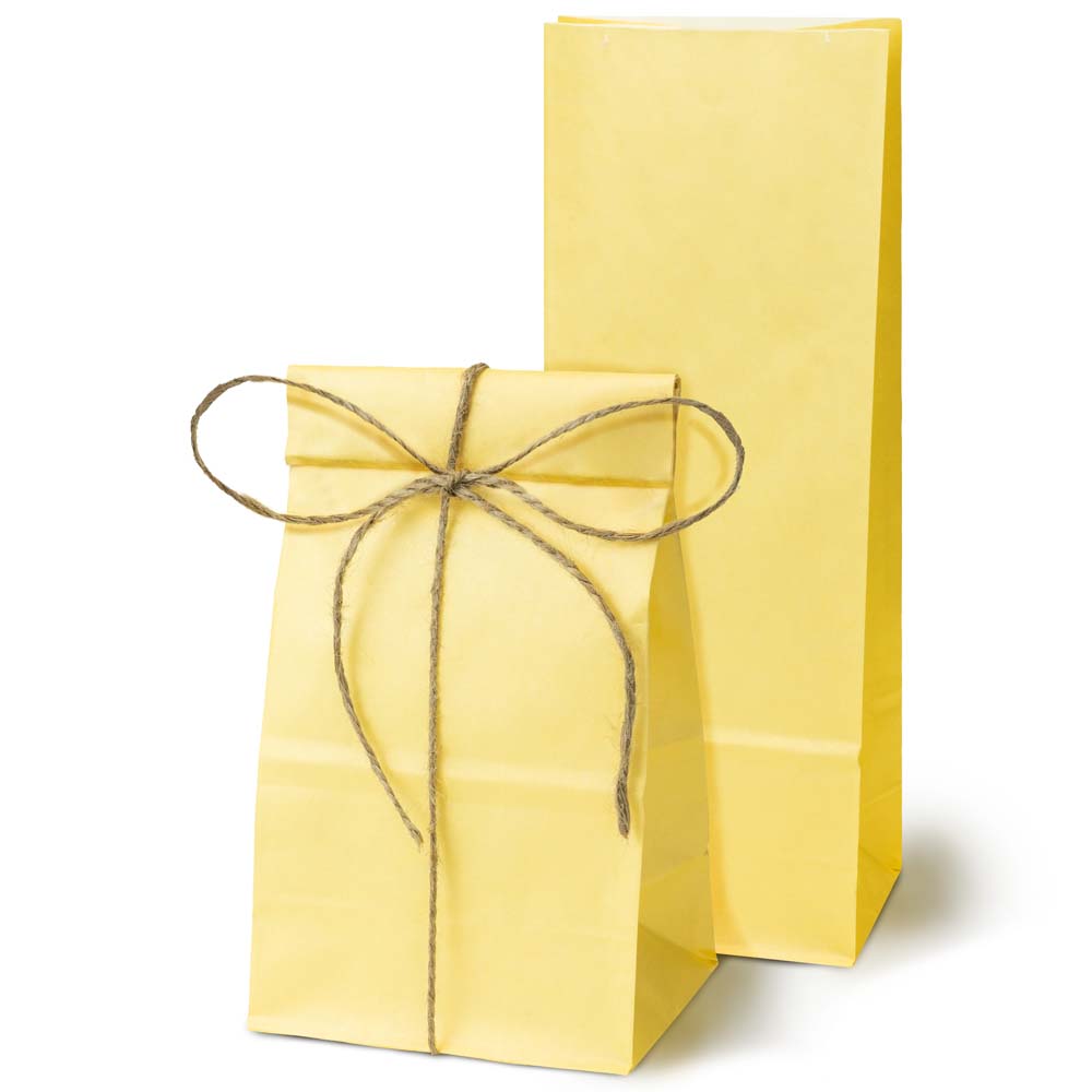 Torba papierowa klockowa 100x70x280mm Żółta