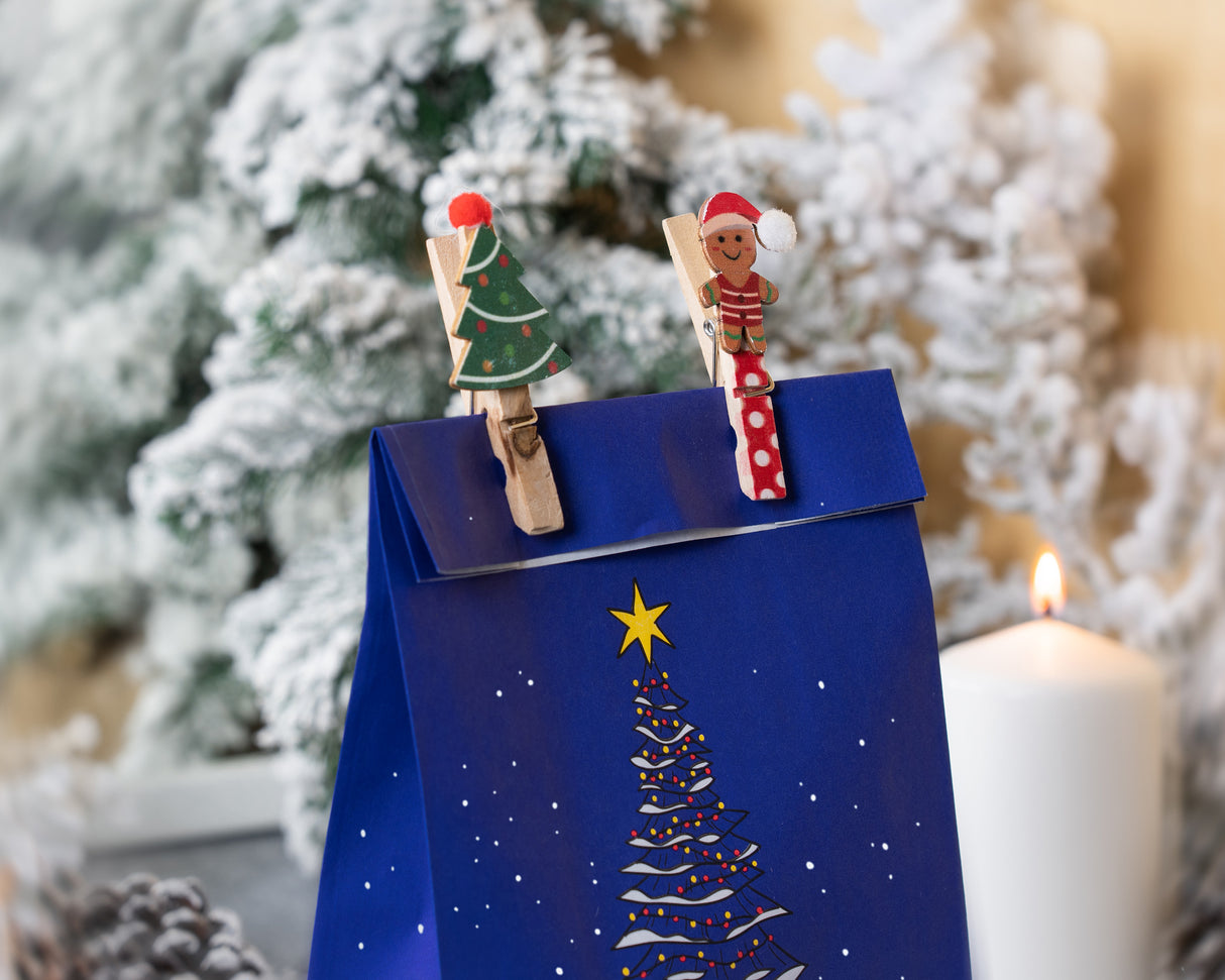 Torba papierowa świąteczna 160x80x270mm Choinka