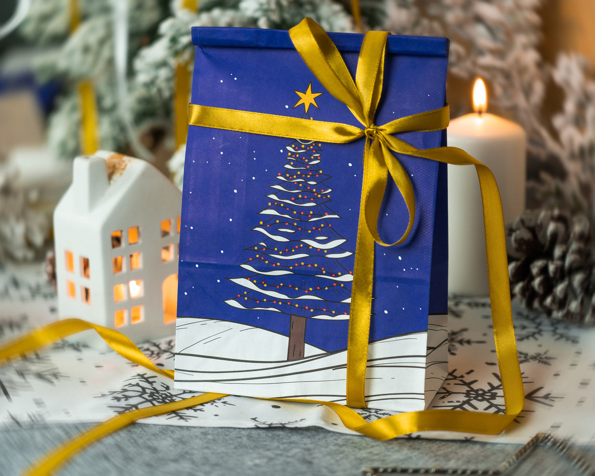 Torba papierowa świąteczna 160x80x270mm Choinka