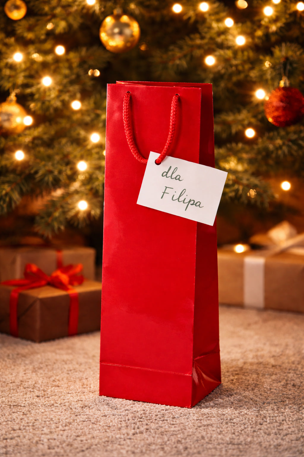 Torba Laminowana z Uchwytem Sznurkowym 110x90x400mm Czerwona