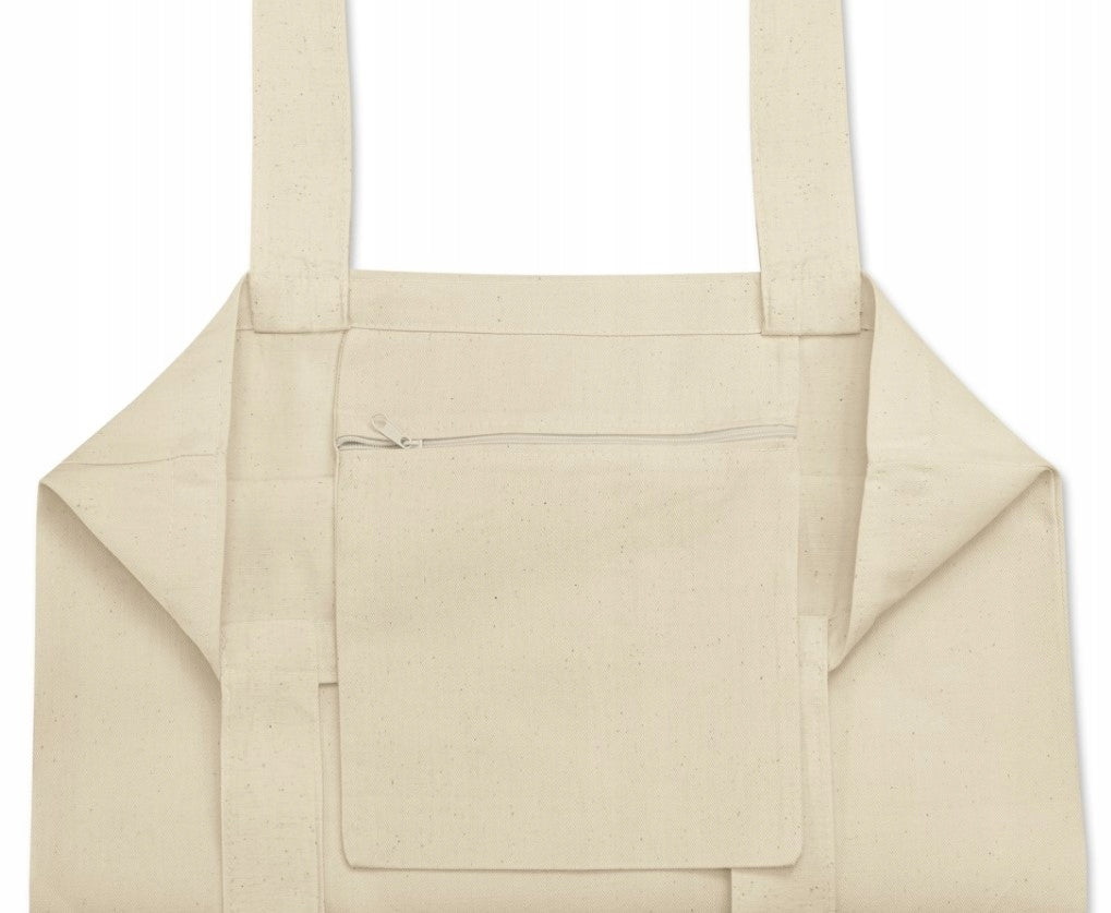 Torba Bawełniana Ecru Uchwyt z Taśmy Kaletniczej Czarny 38x44cm 220g