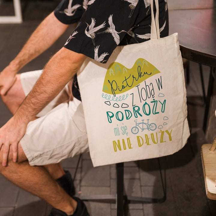 Torba bawełniana ECRU z nadrukiem Walentynki 380x420mm Uchwyt: 70cm