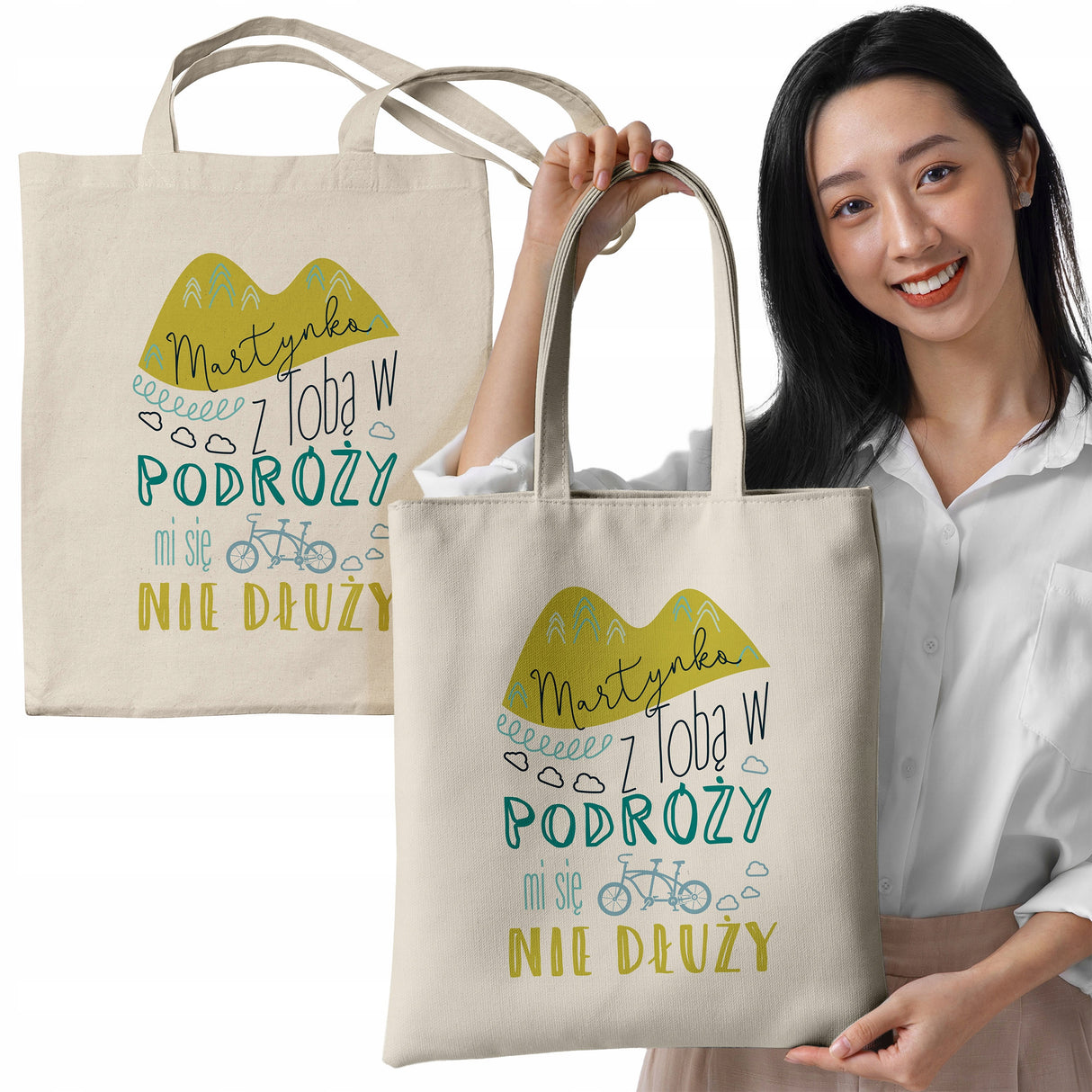 Torba bawełniana ECRU z nadrukiem Walentynki 380x420mm Uchwyt: 70cm