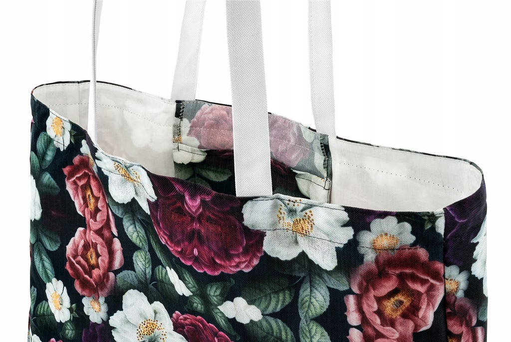 Torba plażowa OXFORD Ciemne kwiaty 45x38cm