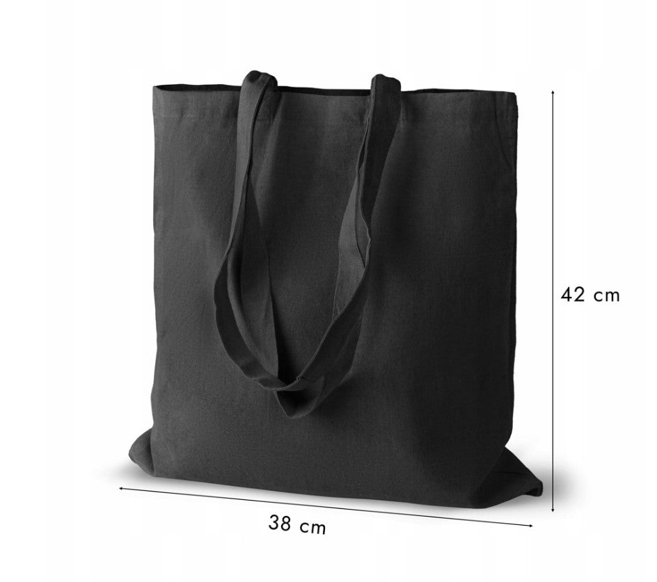 Torba Bawełniana 380x420mm Czarna dekatyzowana Uchwyt: 70cm