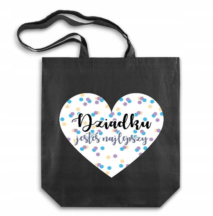 Torba Bawełniana Dziadku jesteś Najlepszy Prezent na Dzień Dziadka Czarna