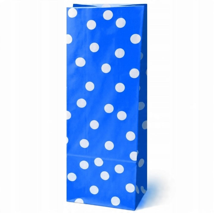 Torba papierowa klockowa 100x70x280mm w groszki Niebieska 10 szt.