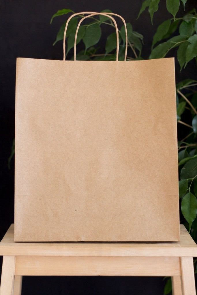 Torba papierowa z uchwytem skręcanym 340x200x350mm Brązowa