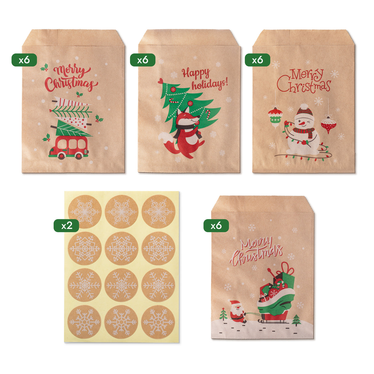 Papierowy kalendarz adwentowy 130x180mm Kraft z naklejkami