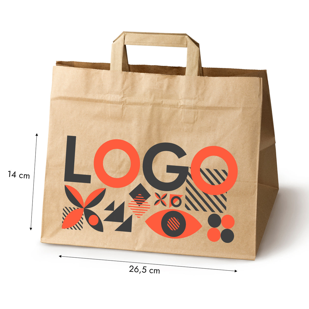 Torba papierowa 320x220x245mm z nadrukiem Brązowa od 50 szt.