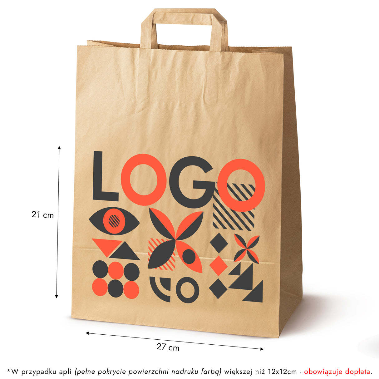 Torba papierowa 320x120x410mm z nadrukiem Brązowa od 50 szt.