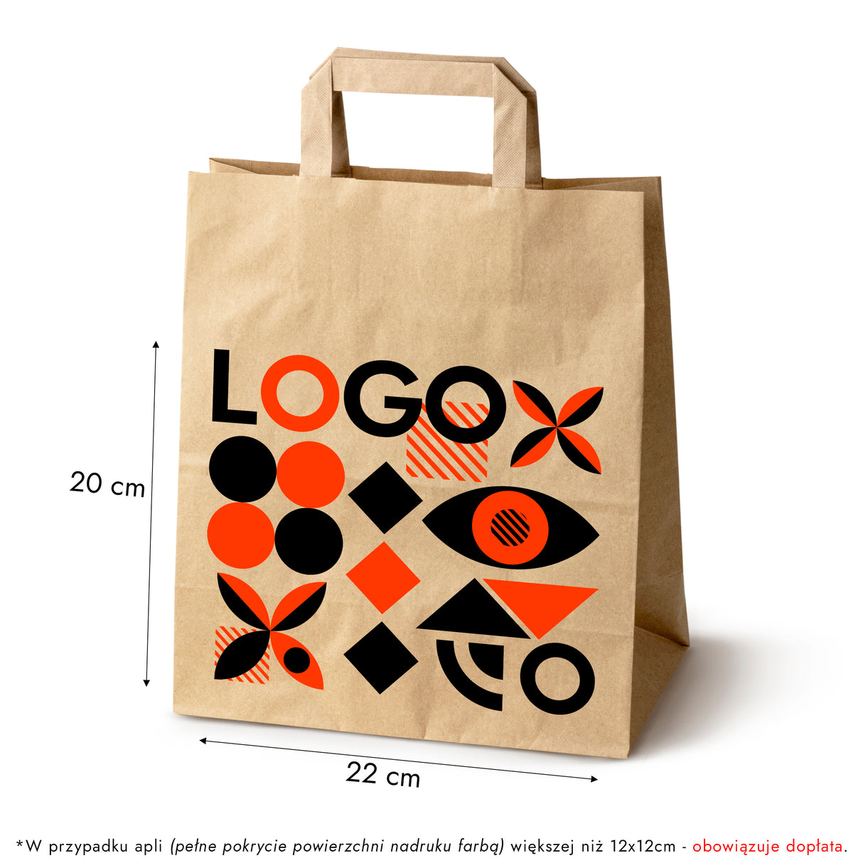 Torba papierowa 260x140x300mm z nadrukiem Brązowa od 50 szt.