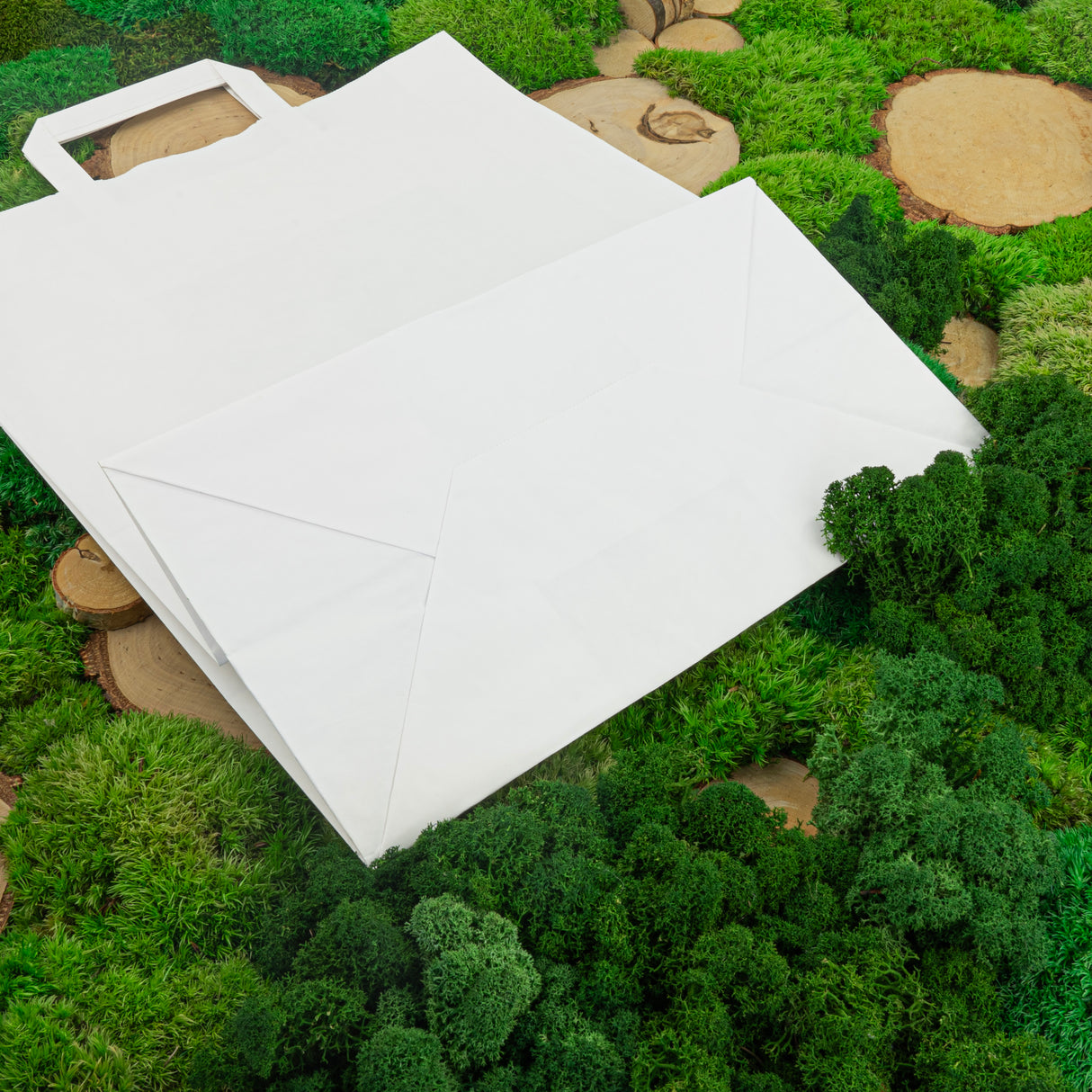 Torba papierowa z uchwytem płaskim 320x160x390mm Biała