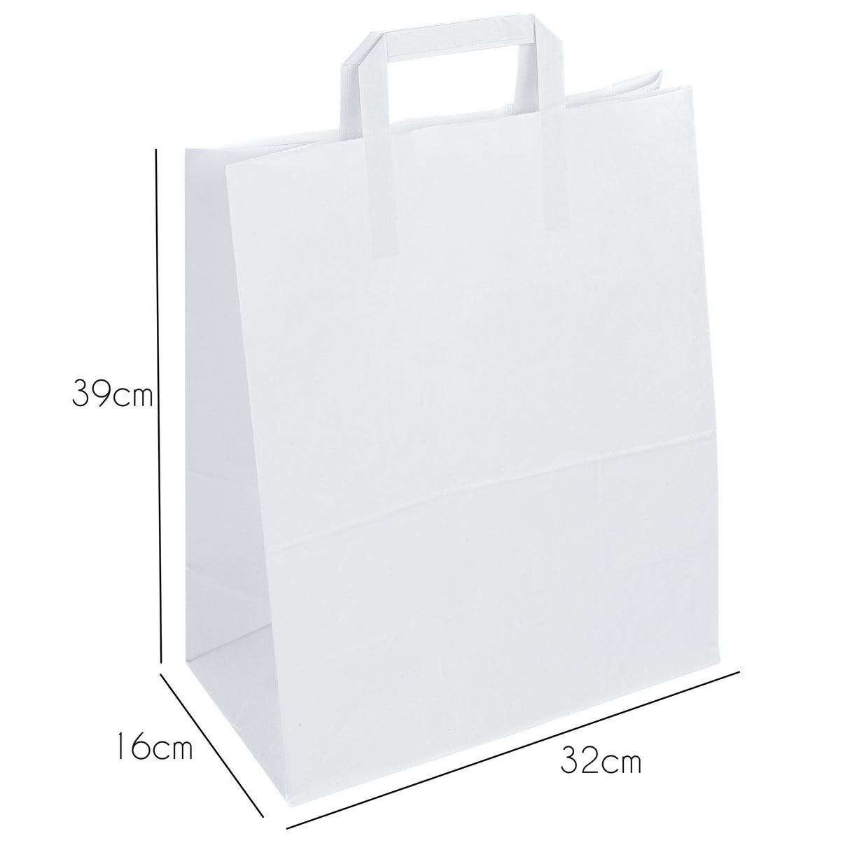 Torba papierowa z uchwytem płaskim 320x160x390mm Biała