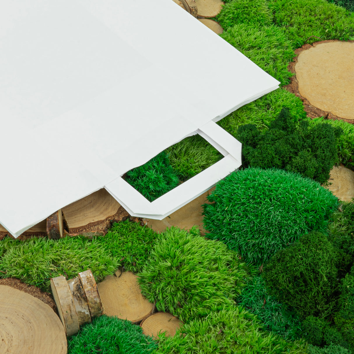 Torba papierowa z uchwytem płaskim 320x160x390mm Biała