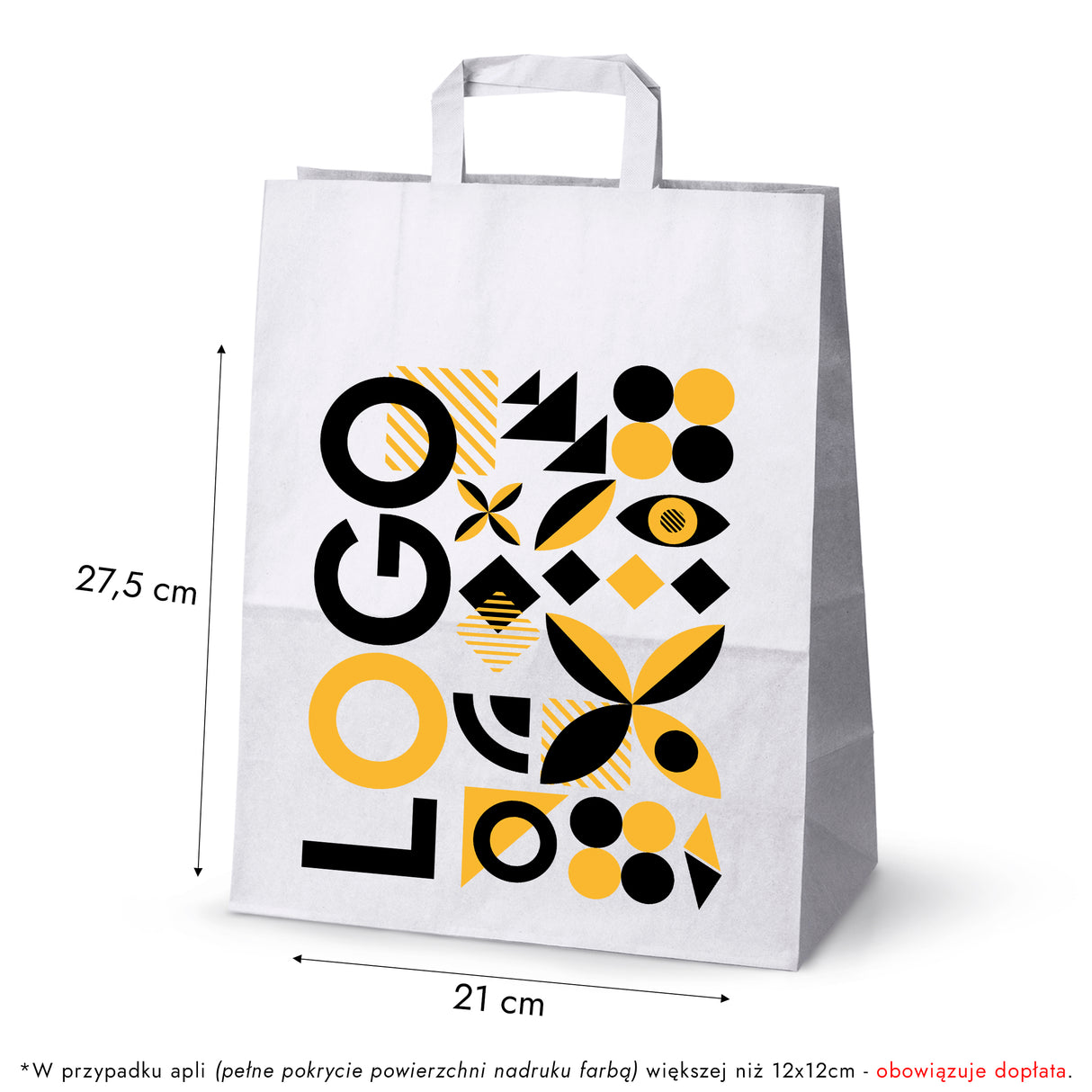 Torba papierowa 320x160x390mm z nadrukiem Biała od 50 szt.