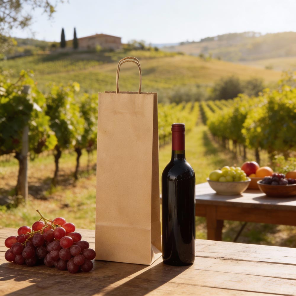 Torba Papierowa z Uchwytem Skręcanym 160x90x390mm Brązowa