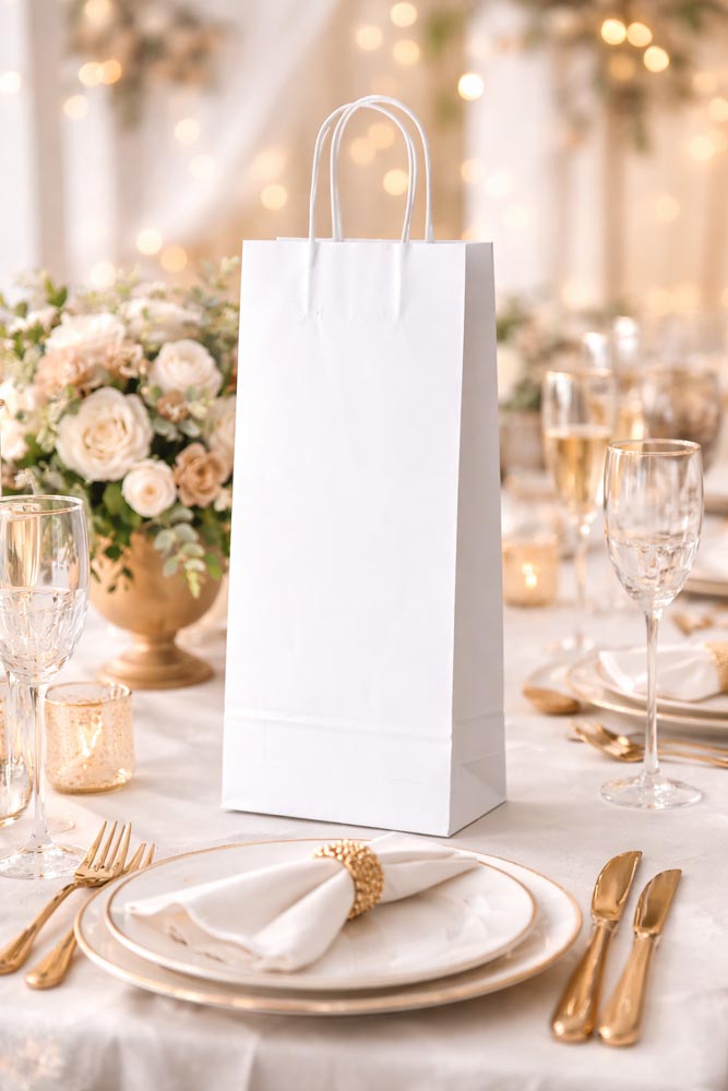 Torba Papierowa z Uchwytem Skręcanym 160x90x390mm Biała