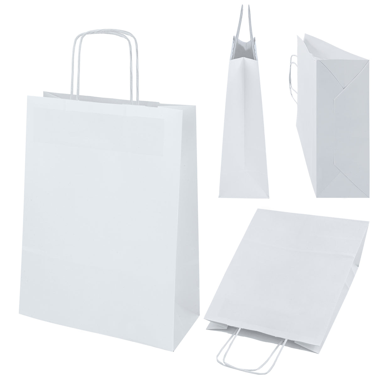 Torba papierowa z uchwytem skręcanym 240x100x320mm Biała