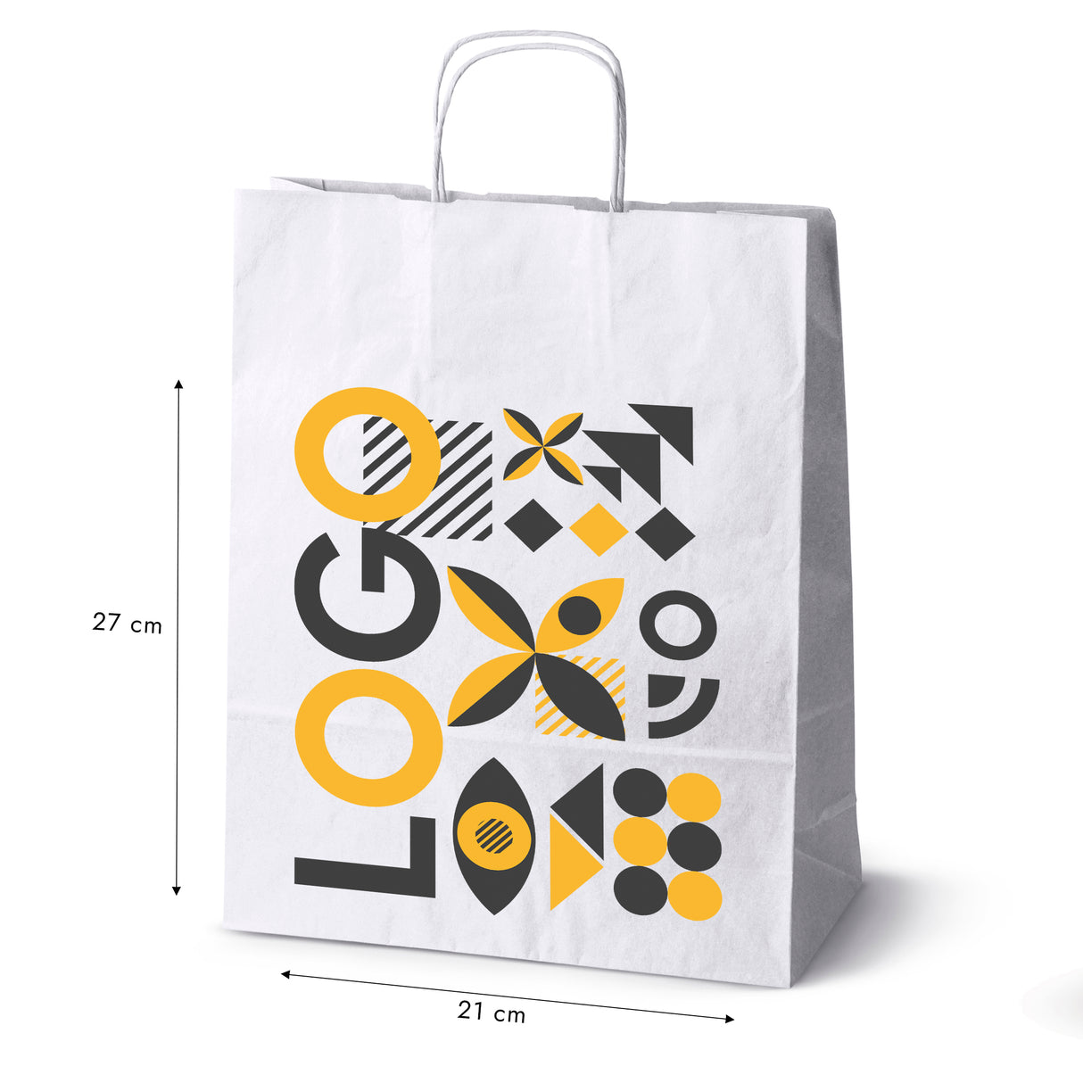 Torba papierowa 320x120x410mm z nadrukiem Biała od 50 szt.