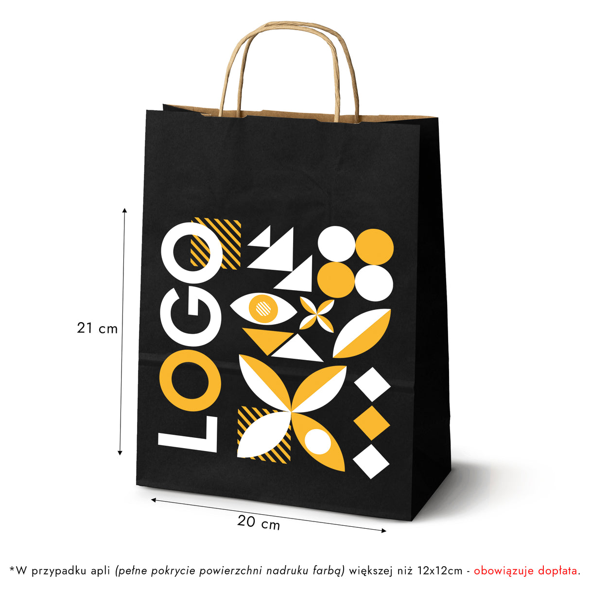 Torba papierowa 240x100x320mm z nadrukiem Czarna od 50 szt.