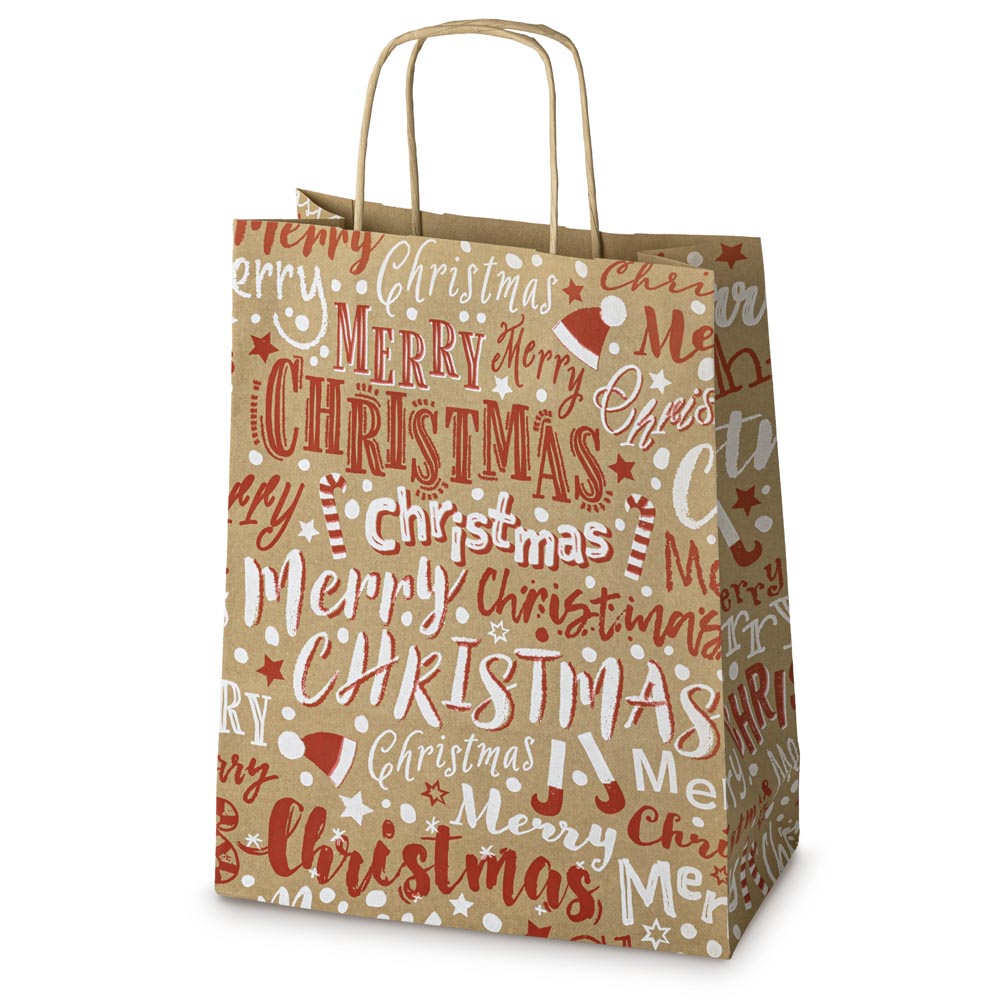 Torba papierowa świąteczna 240x100x320mm Merry Christmas 10szt.