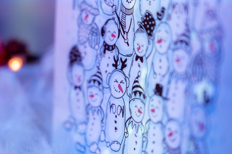 Torba papierowa świąteczna 240x100x320mm Bałwanki