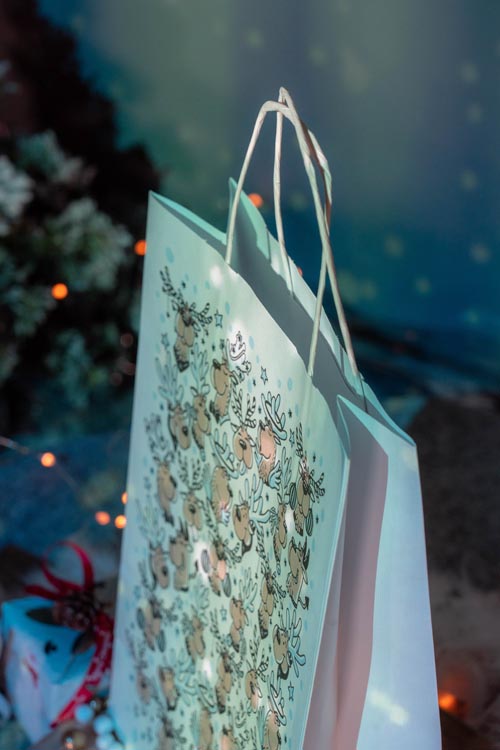 Torba papierowa świąteczna 240x100x320mm Renifery