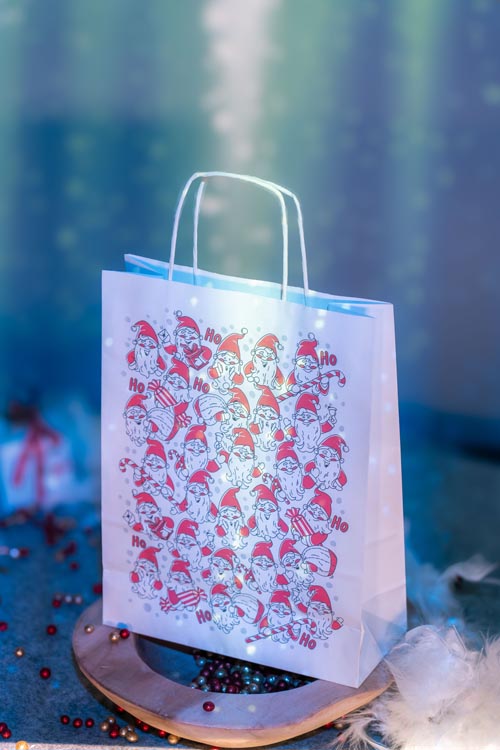 Torba papierowa świąteczna 240x100x320mm Mikołaje