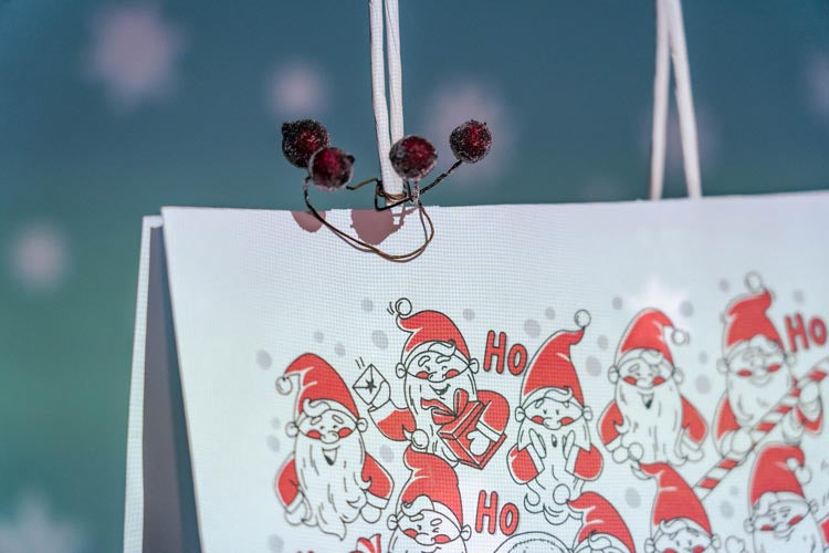 Torba papierowa świąteczna 240x100x320mm Mikołaje