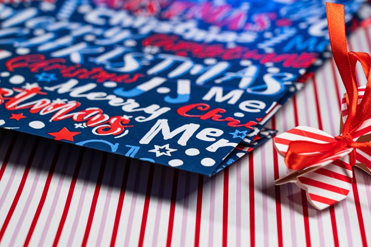 Torba papierowa świąteczna 240x100x320mm Granatowa Merry Christmas