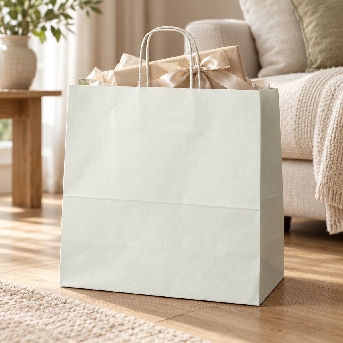 Torba Papierowa z Uchwytem Skręcanym 400x180x390mm - Biała