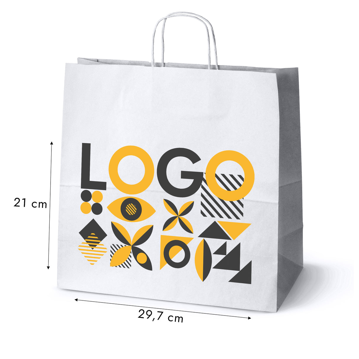 Torba papierowa 400x180x390mm z nadrukiem Biała 50 szt.