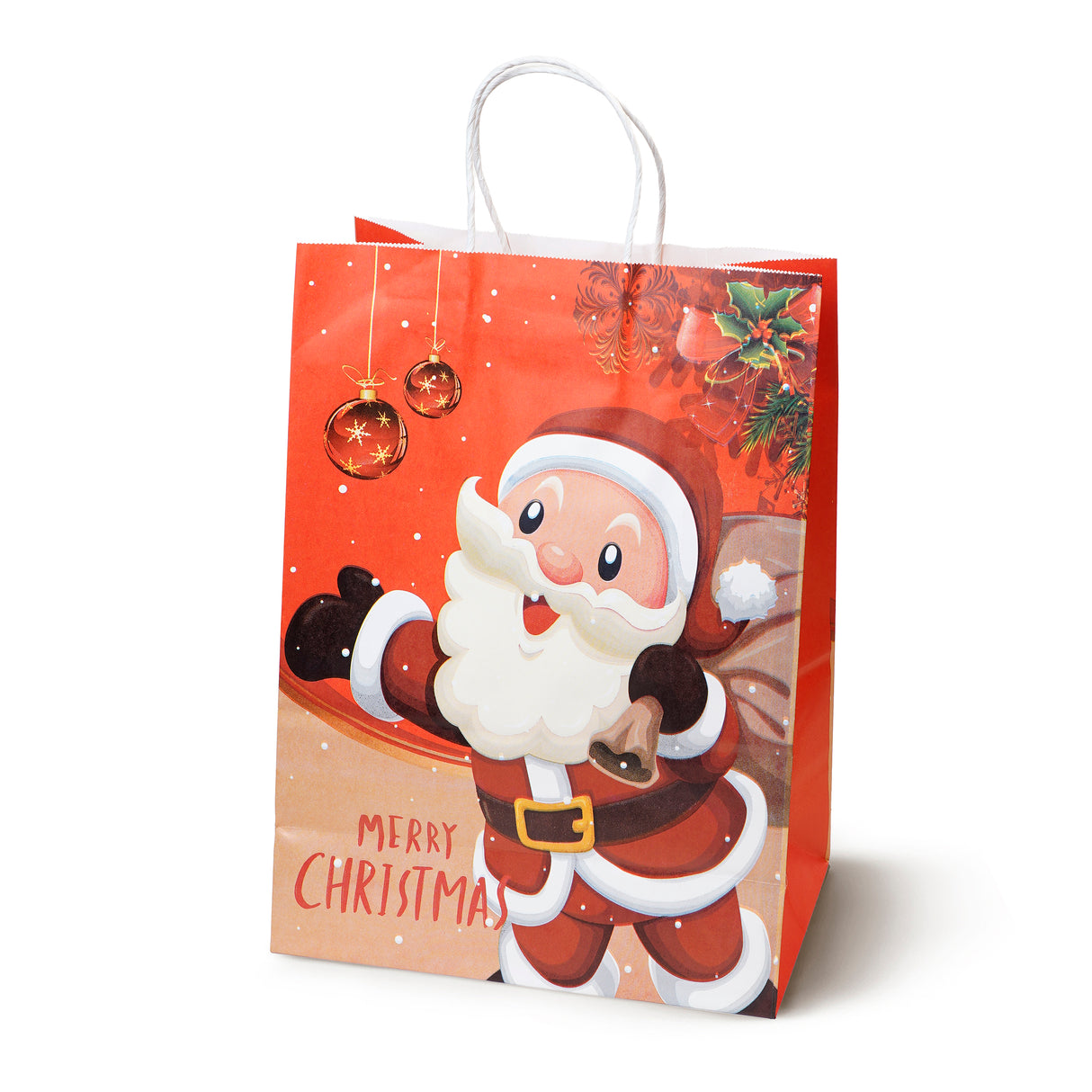 Torba papierowa świąteczna 150x80x210mm Merry Christmas Mikołaj 4szt.