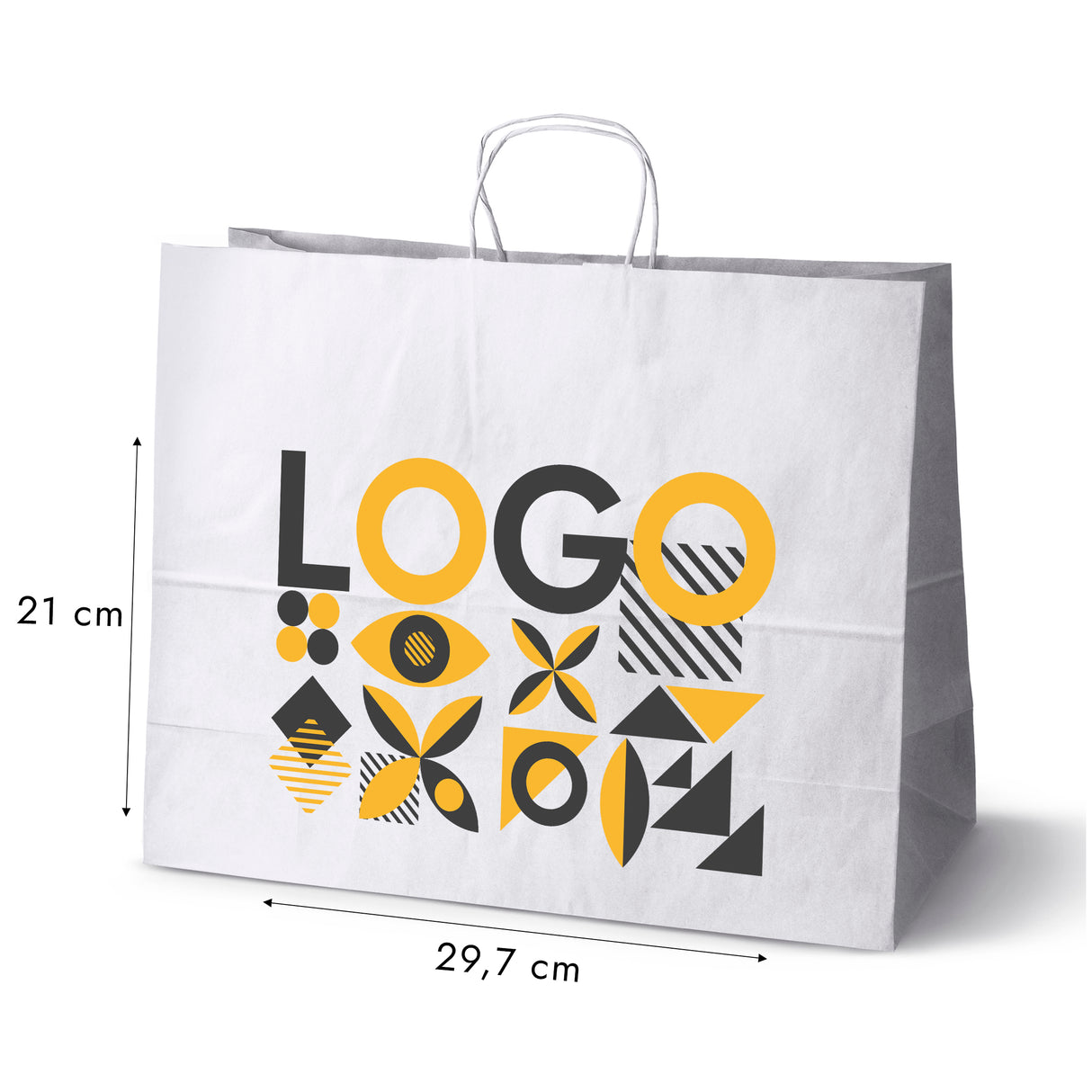 Torba papierowa 500x180x390mm z nadrukiem Biała 50 szt.