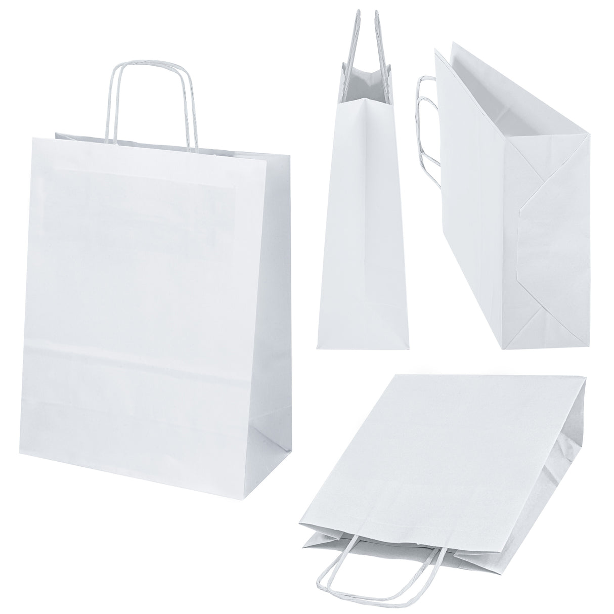 Torba papierowa z uchwytem skręcanym 180x80x225mm Biała