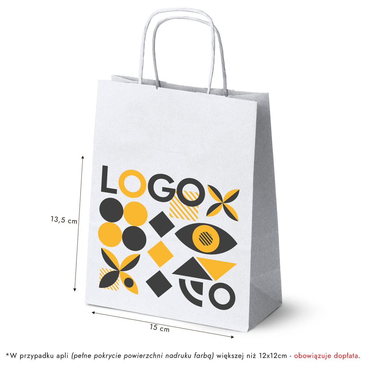 Torba papierowa 180x80x225mm z nadrukiem Biała od 50 szt.